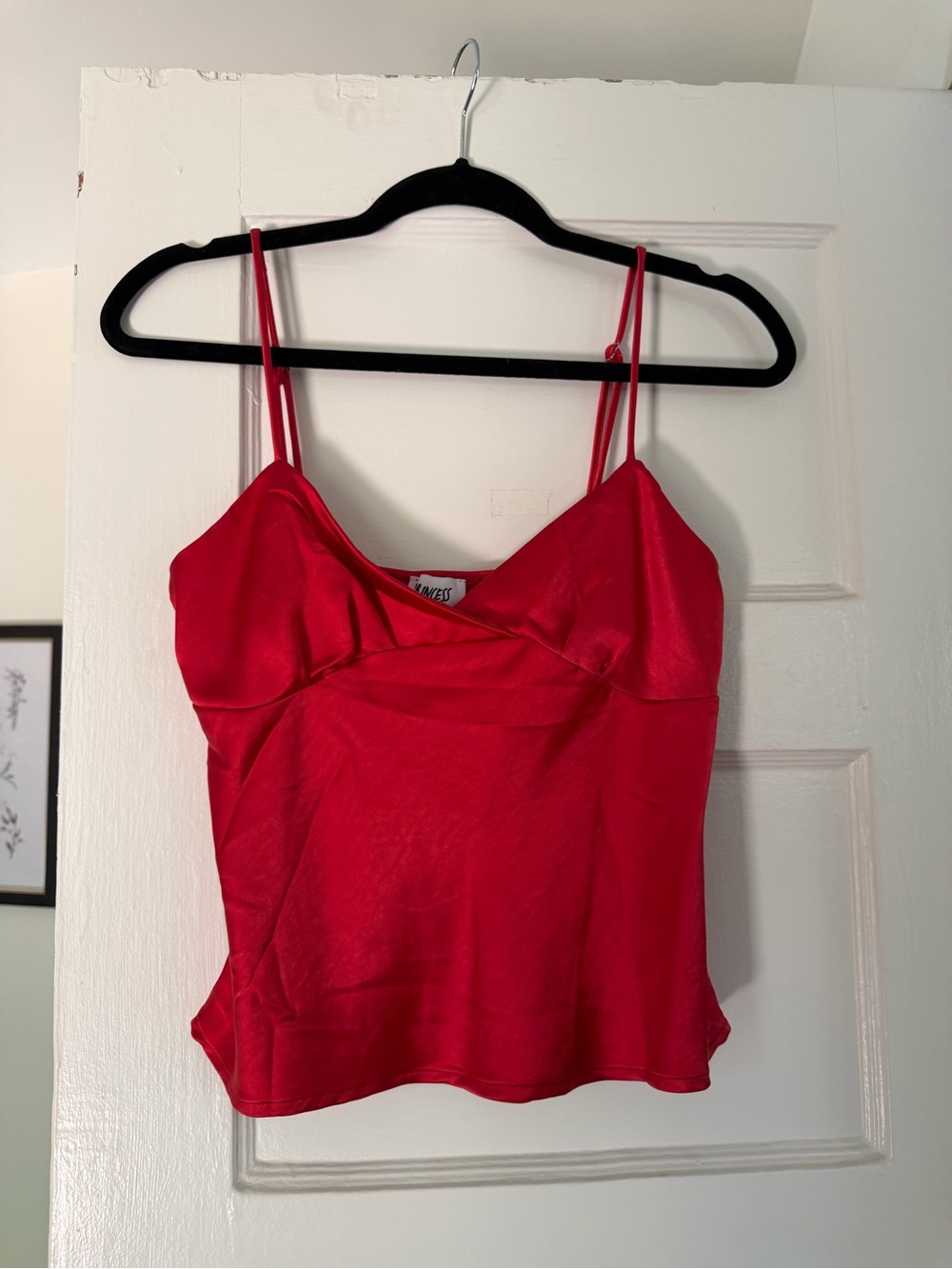 Princess Polly Red Satin Cami Tank (Karisan Top Red)